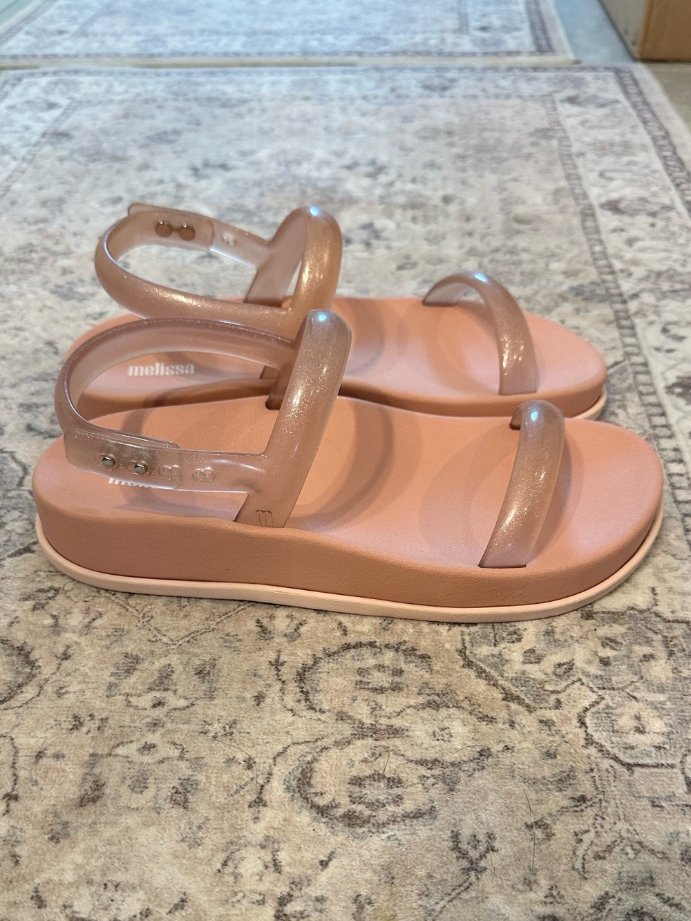 Melissa pink strappy sparkle Soft Wave sandal ladies size 7M US EU 38